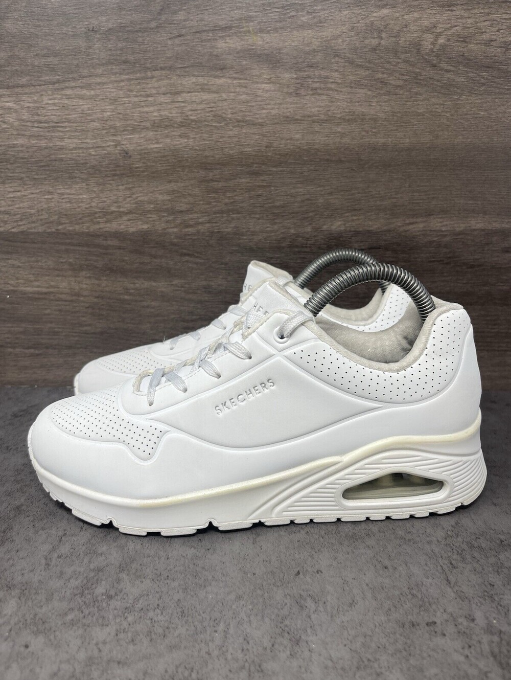 Skechers Uno Stand On Air Womens Size 8 White Skech Air Memory Foam Sneakers